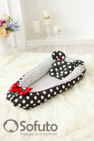 Гнездышко-кокон для новорожденных Babynest Minnie black dots