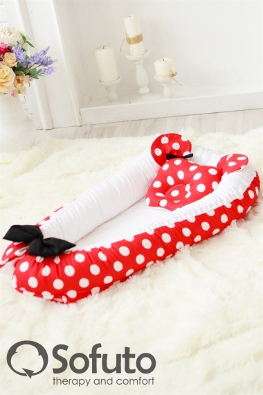 Гнездышко-кокон для новорожденных Babynest Minnie red