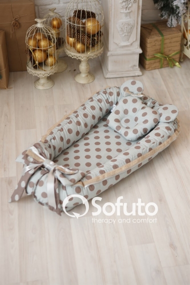 Кокон-гнездышко для новорожденных Babynest Polka Dot Grey