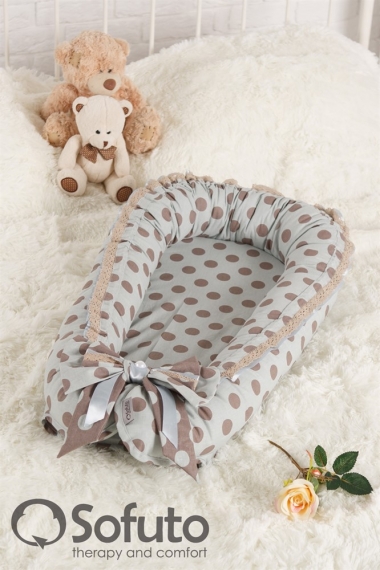 Кокон-гнездышко для новорожденных Babynest Polka Dot Grey