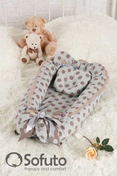 Кокон-гнездышко для новорожденных Babynest Polka Dot Grey