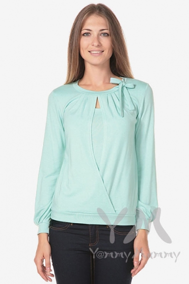 Блуза для беременных и кормящих с бантом, цвет ментол