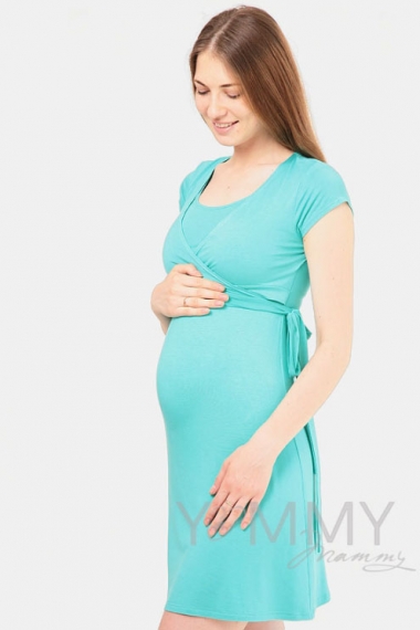 Платье на запах для кормящих и беременных, ментол