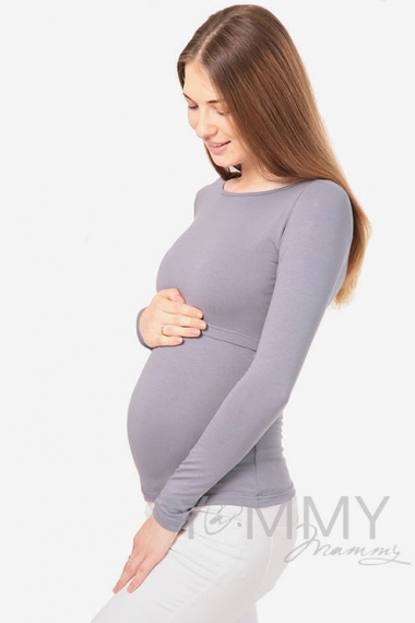 Лонгслив для кормящих и беременных, серый