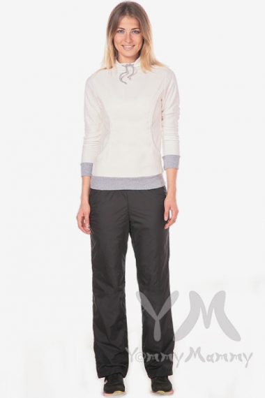 Брюки для беременных и после родов, на флисовой подкладке черные