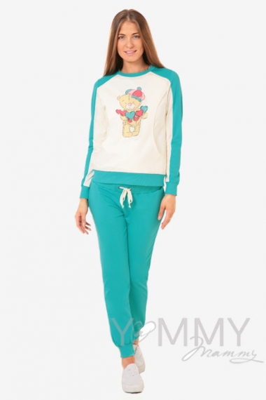 Брюки для беременных и родивших универсальные, спортивные из футера ментол