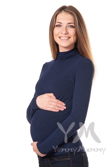 Водолазка для кормящих и беременных, цвет темно-синий меланж