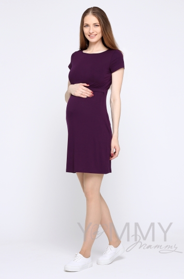 Платье для кормящих и беременных из вискозы, темно-лиловое