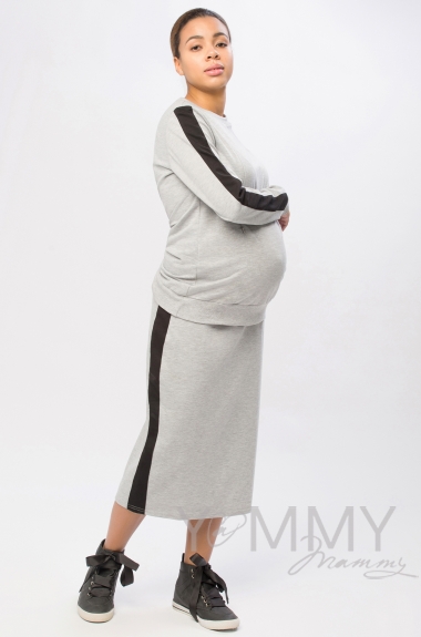 Свитшот для беременных и кормящих с декоративной вставкой, экрю