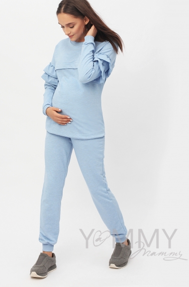Костюм для беременных и кормящих, цвет голубой меланж