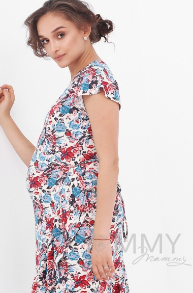Платье для беременных и кормящих на запах, цветочный принт