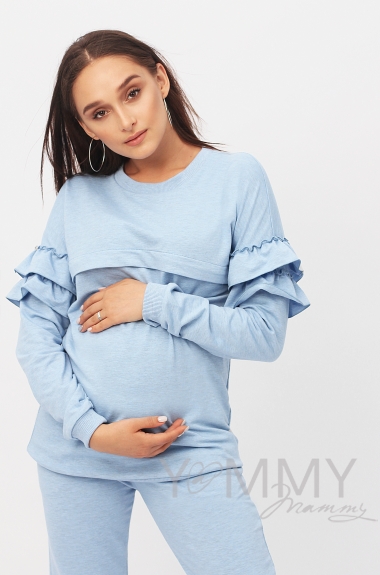 Костюм для беременных и кормящих, цвет голубой меланж
