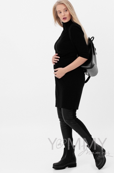 Платье для кормящих и беременных с молнией, черное