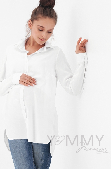 Рубашка для беременных и кормящих, белая
