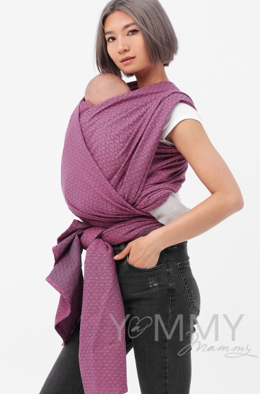 Слинг-шарф алмазного плетения YM, розовый/темно-серый