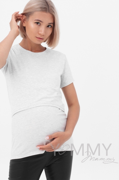 Футболка для беременных и кормящих, цвет серый меланж