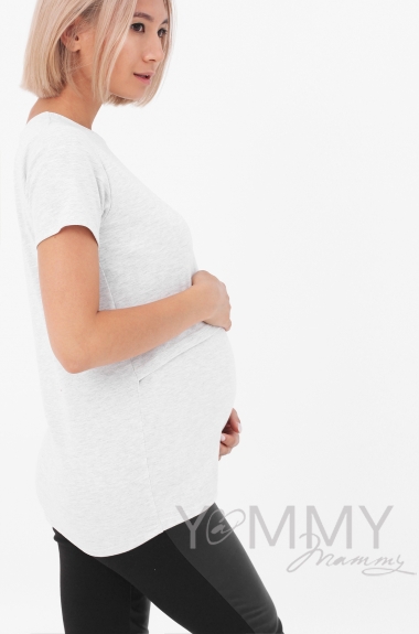 Футболка для беременных и кормящих, цвет серый меланж