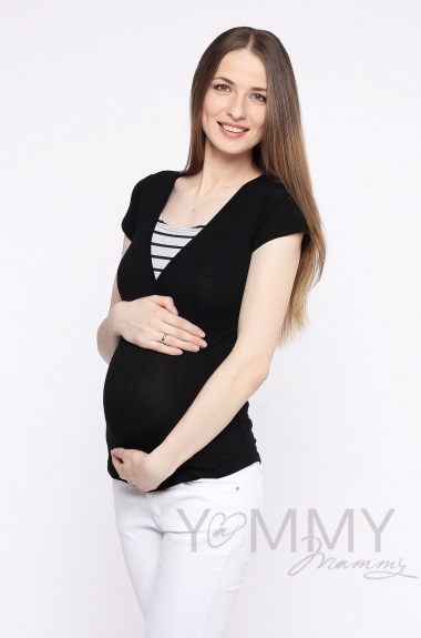 Футболка для беременных и кормящих, черная