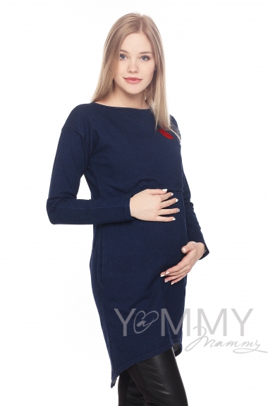Платье с длинным рукавом джинс для беременных