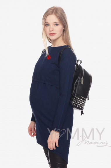 Платье-туника для беременных и кормящих с длинным рукавом, джинс