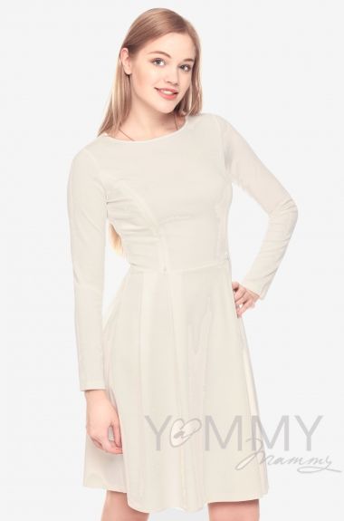 Платье со склПлатье для беременных и кормящих со складками, экрюадками экрю для беременных