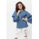 Блуза для беременных и кормящих джинс с воланами на рукавах, синий