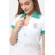 Футболка поло для кормящих и беременных, белая с зеленым воротником