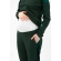 Костюм для беременных и кормящих с отделкой из велюра, темно-зеленый