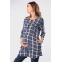 Блуза-рубашка для беременных в клетку, синяя